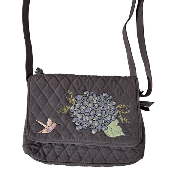 VERA BRADLEY Happy Hydrangeas Embroidered Hummingbird Crossbody Bag - Picture 1 of 8
